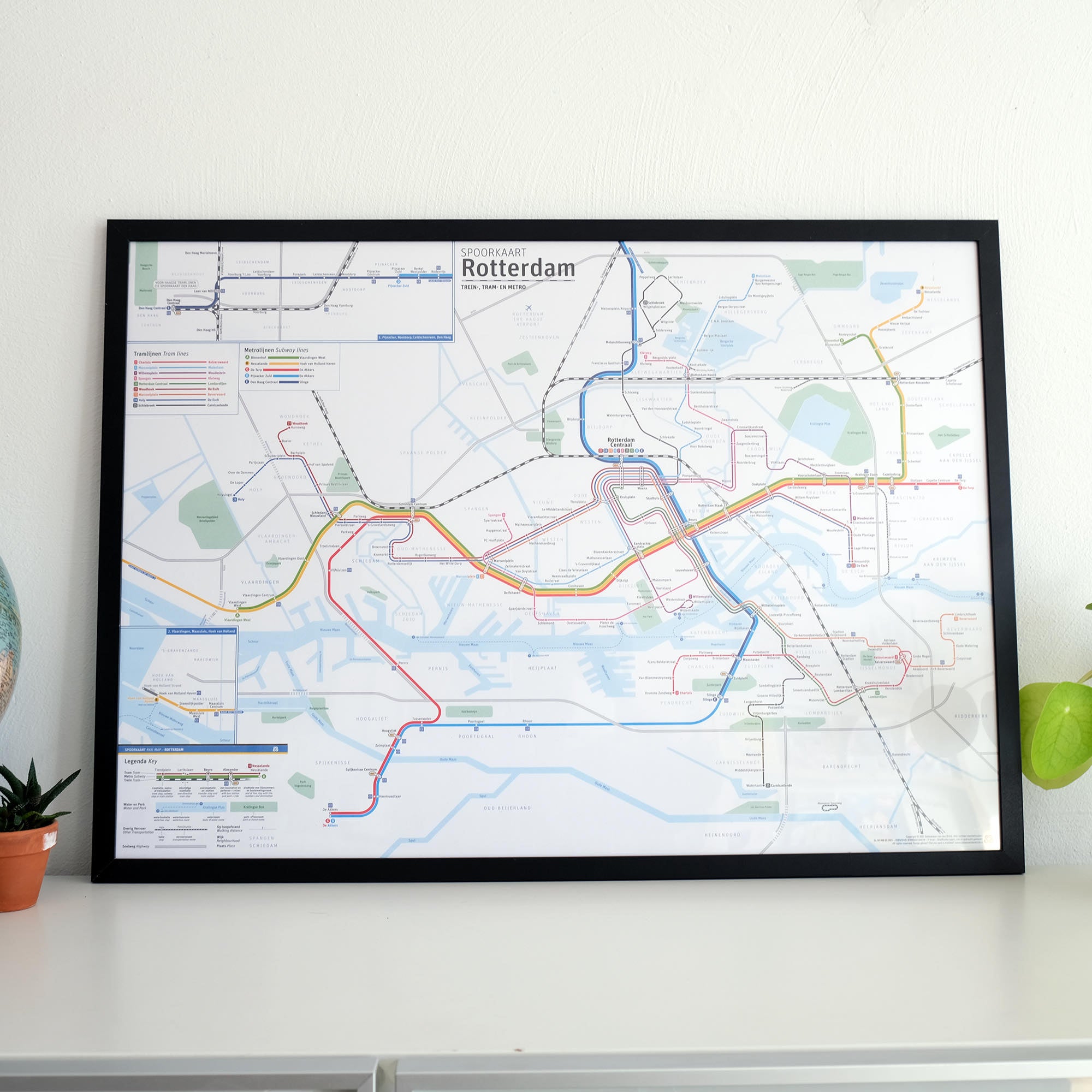 Rail Map Rotterdam in a frame