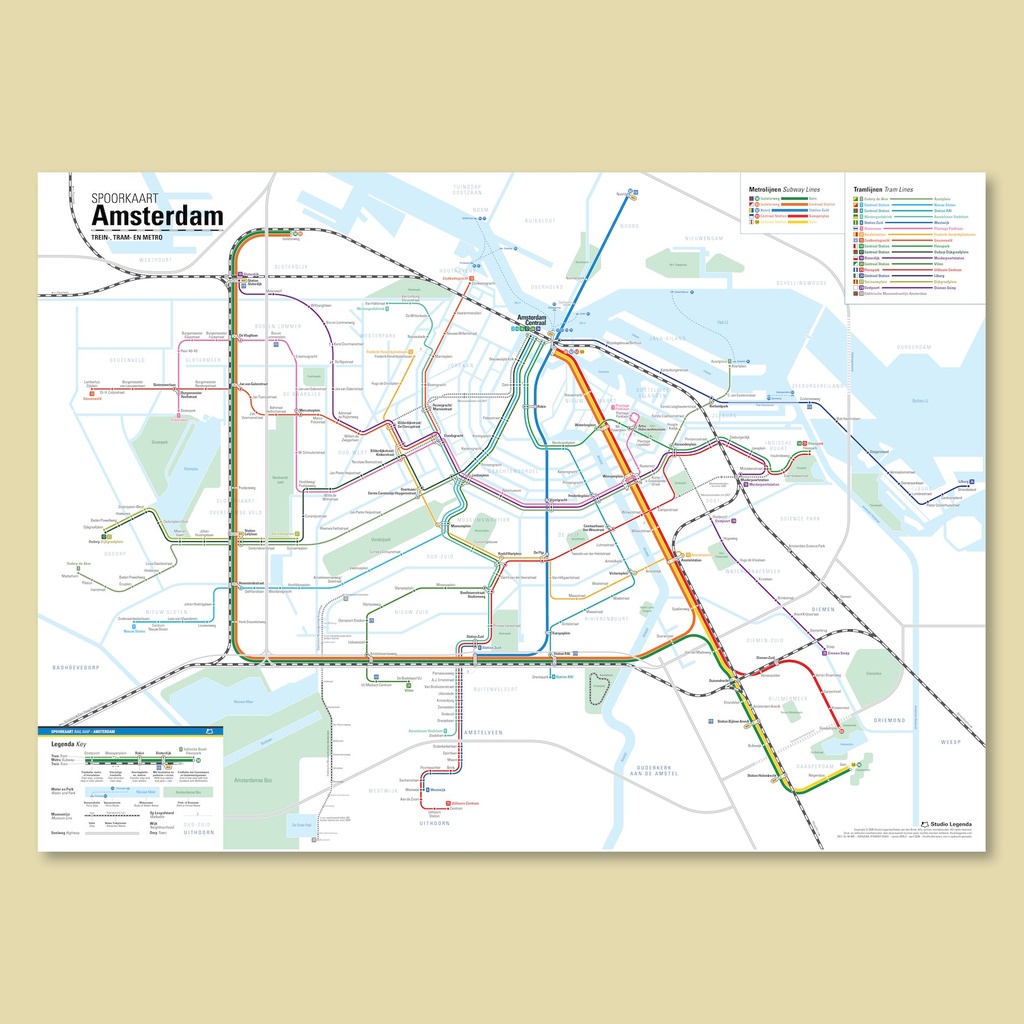 Spoorkaart Amsterdam (B2 (50x70cm))