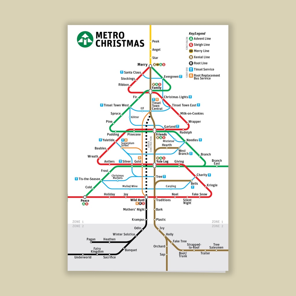 [SL-A-002] Metro Kerstkaarten (Set van 5)