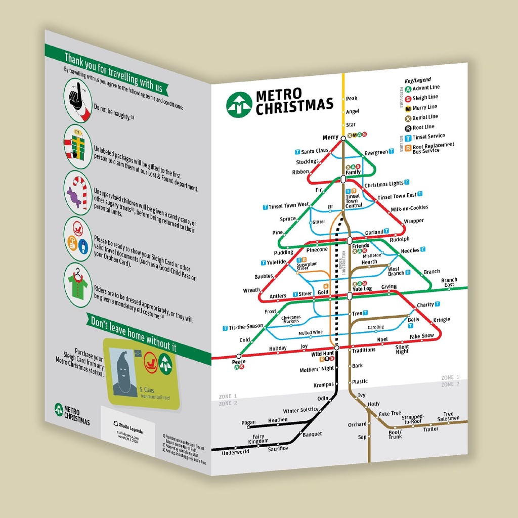 [SL-A-002] Metro Kerstkaarten (Set van 5)